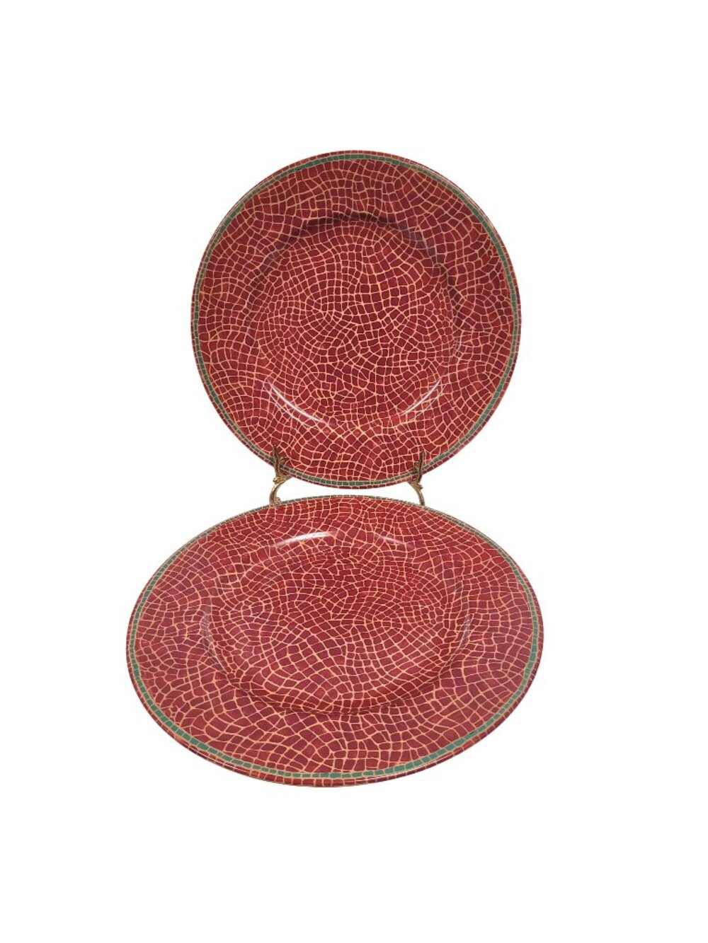 Pier 1 Imports Set 2 Mosaic Fruit Charger Round  12 1/2'' Plate Dinner Italy